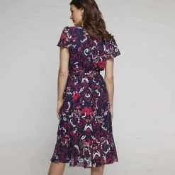 Jane Lamerton Ruffle Front Burnout Dress Abstract Print Multicoloured Print -women's clothing Sales 640556 C 0964 40 2