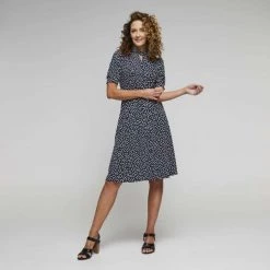 Jane Lamerton Tie Detail Jersey Dress Print & Pebble -women's clothing Sales 640559 C 0965 71
