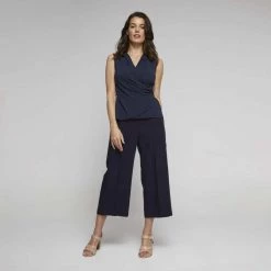 Jane Lamerton Drape Front Jersey Top Fr Navy -women's clothing Sales 640563 C 0410 44 3