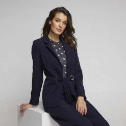 Jane Lamerton Metal Trim Tie Blazer Fr Navy -women's clothing Sales 640566 C 0410 44 2