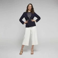 Jane Lamerton Metal Trim Tie Blazer Fr Navy -women's clothing Sales 640566 C 0410 44