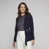 Jane Lamerton Metal Trim Tie Blazer Fr Navy