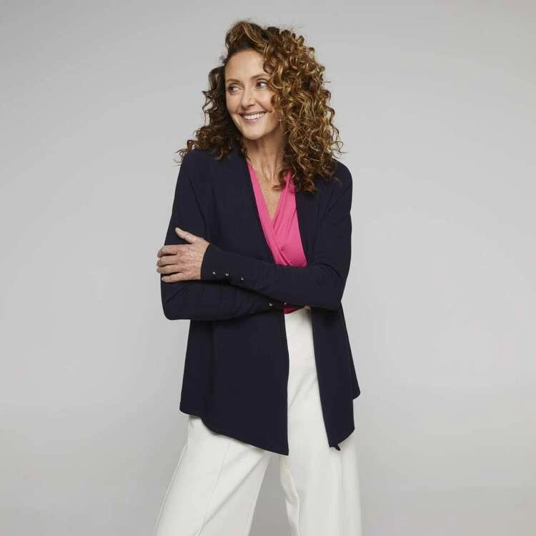 Jane Lamerton Long Line Cardi Fr Navy 4 Jane Lamerton Long Line Cardi Fr Navy - Image 2