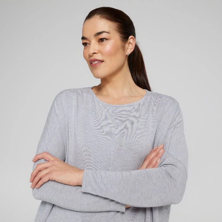 Anthology Drop Shoulder Swing Top Grey Marle 4 Anthology Drop Shoulder Swing Top Grey Marle - Image 2