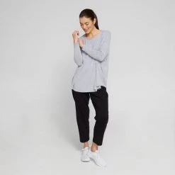 Anthology Drop Shoulder Swing Top Grey Marle