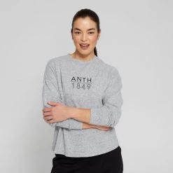 Anthology Cropped Crew Neck Jumper Grey Marle -women's clothing Sales 641022 C 0060 24