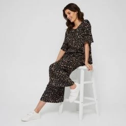 Khoko Collection Leg Drape Pant Leopard -women's clothing Sales 641033 C 0963 42