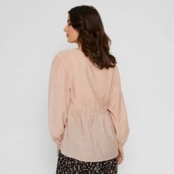 Khoko Collection Textured Peasant Top Mushroom -women's clothing Sales 641035 C 0252 20 2