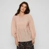 Khoko Collection Textured Peasant Top Mushroom