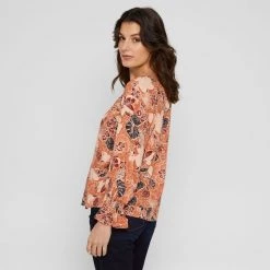 Khoko Collection Shirred Sleeve Blouse Floral