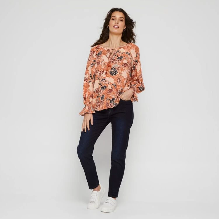 Khoko Collection Shirred Sleeve Blouse Floral 7 Khoko Collection Shirred Sleeve Blouse Floral - Image 5