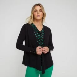 Jane Lamerton Long Line Cardigan Black -women's clothing Sales 641061 C 0001 00