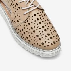Just Bee Carena Lace Up With Cut Out Beige