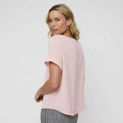 Khoko Smart Extended Sleeve Split Neck Top Petal Pink -women's clothing Sales 641089 C 0662 62 2