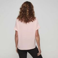 Khoko Smart Extended Sleeve Split Neck Top Petal Pink -women's clothing Sales 641089 C 0662 62 6