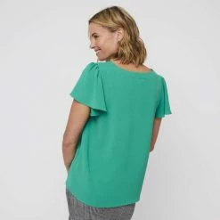 Khoko Smart Sweetheart Flutter Sleeve Top Jade -women's clothing Sales 641096 C 0312 47 2