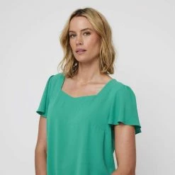 Khoko Smart Sweetheart Flutter Sleeve Top Jade -women's clothing Sales 641096 C 0312 47 3