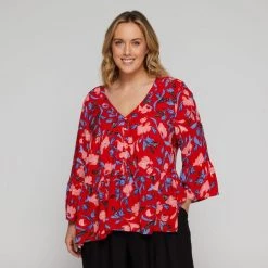 Estelle Floral Print Top Print -women's clothing Sales 641831 C 0965 53