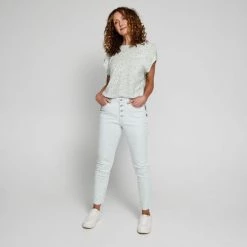 Khoko Denim Exposed Button Slim Leg Jean Wash Blue -women's clothing Sales BP622380001 wash blue