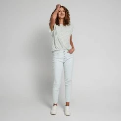 Khoko Denim Exposed Button Slim Leg Jean Wash Blue -women's clothing Sales BP622380001 wash blue 3