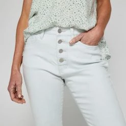 Khoko Denim Exposed Button Slim Leg Jean Wash Blue -women's clothing Sales BP622380001 wash blue 5