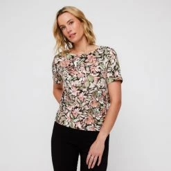 Khoko Smart Ruched Hem Jersey Top Magnolia