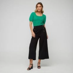 Leona Edmiston Ruby Square Neck Pointelle Knit Green -women's clothing Sales BP634869001 green 12