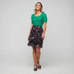 Leona Edmiston Ruby Square Neck Pointelle Knit Green -women's clothing Sales BP634869001 green