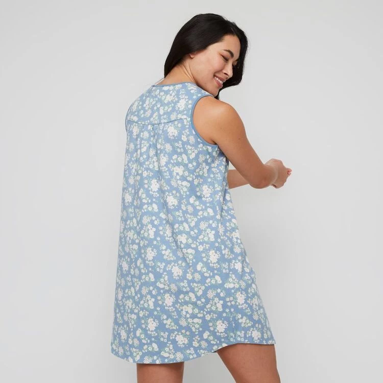 Sash & Rose Classics Cotton Knit Jersey Nightie Blue 6 Sash & Rose Classics Cotton Knit Jersey Nightie Blue - Image 4