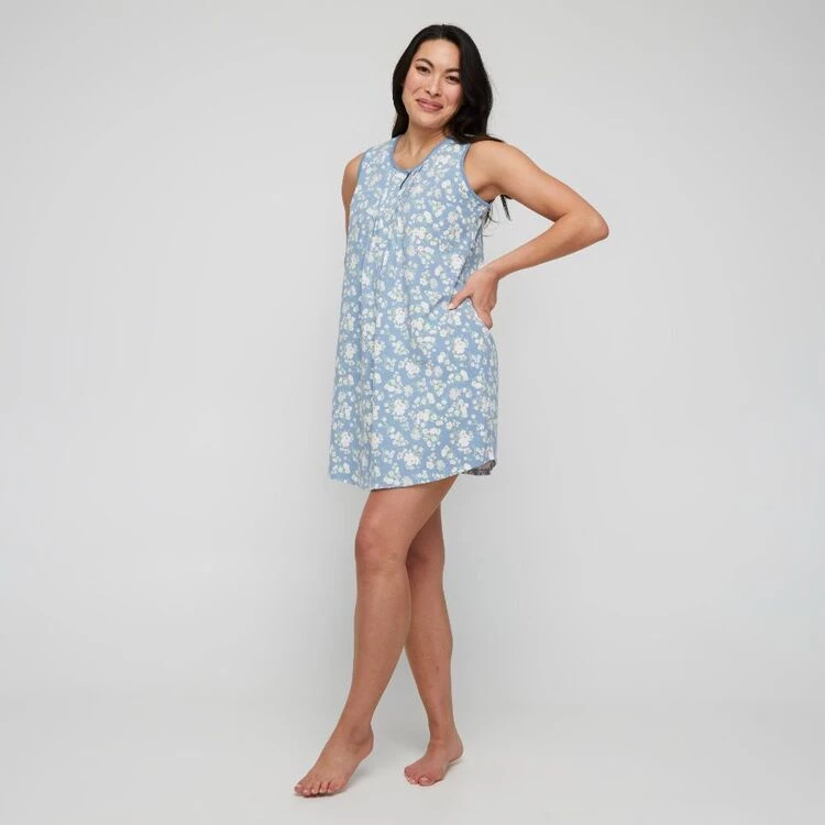 Sash & Rose Classics Cotton Knit Jersey Nightie Blue 5 Sash & Rose Classics Cotton Knit Jersey Nightie Blue - Image 3