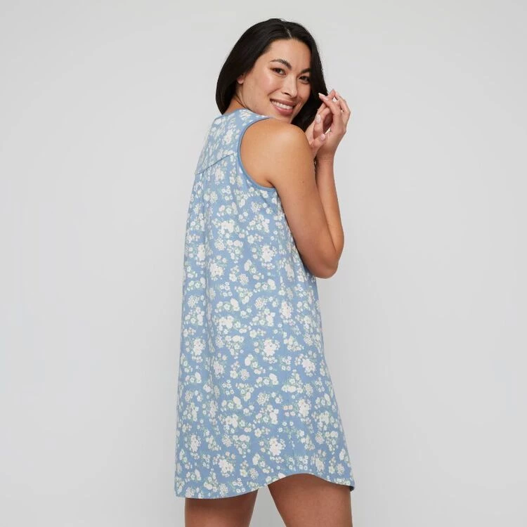 Sash & Rose Classics Cotton Knit Jersey Nightie Blue 4 Sash & Rose Classics Cotton Knit Jersey Nightie Blue - Image 2