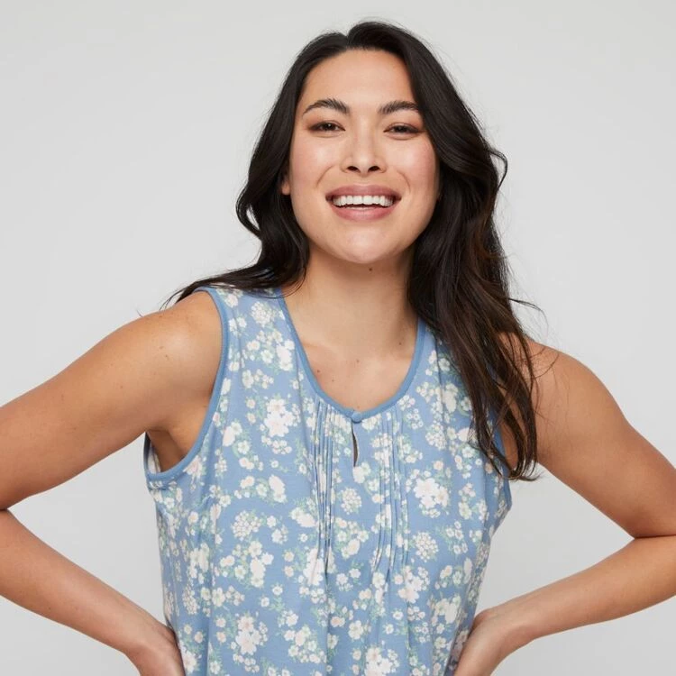 Sash & Rose Classics Cotton Knit Jersey Nightie Blue 3 Sash & Rose Classics Cotton Knit Jersey Nightie Blue