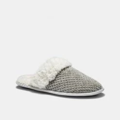 Sash & Rose Malibu Textured Plush Trim Slipper Grey -women's clothing Sales BP639510001 grey 2