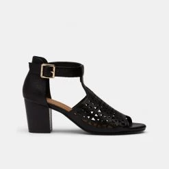 Savannah Kiera Laser Cut Block Heel Black -women's clothing Sales BP639526001 black