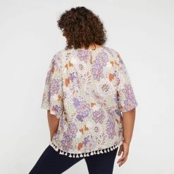 Khoko Plus Tassel Trim Top Floral -women's clothing Sales BP641039003 floral 2