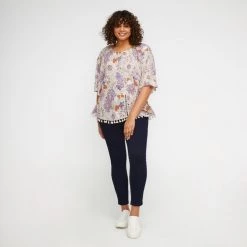 Khoko Plus Tassel Trim Top Floral -women's clothing Sales BP641039003 floral 3