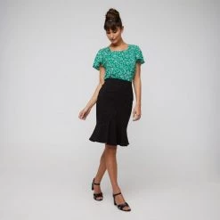 Khoko Smart Jacquard Skirt Black Diam