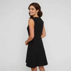 Khoko Smart Notch Neck Jacquard Dress Black Diam -women's clothing Sales BP641333006 blk diam 2