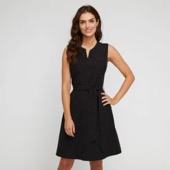 Khoko Smart Notch Neck Jacquard Dress Black Diam -women's clothing Sales BP641333006 blk diam