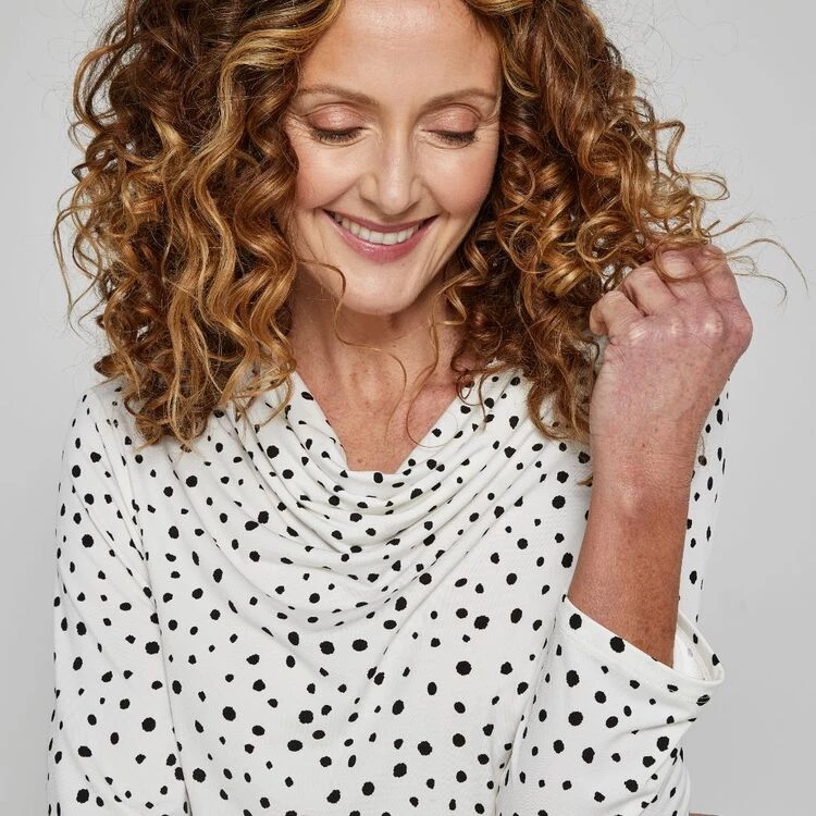 Khoko Smart Spot Cowl Neck Top Ivory 5 Khoko Smart Spot Cowl Neck Top Ivory - Image 3