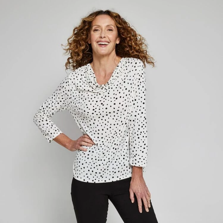 Khoko Smart Spot Cowl Neck Top Ivory 4 Khoko Smart Spot Cowl Neck Top Ivory - Image 2
